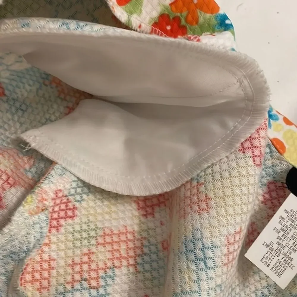 RQT Multicolor Floral Cotton Pique Blazer Jacket Womens Size 12 Vintage Blue - Picture 9 of 12